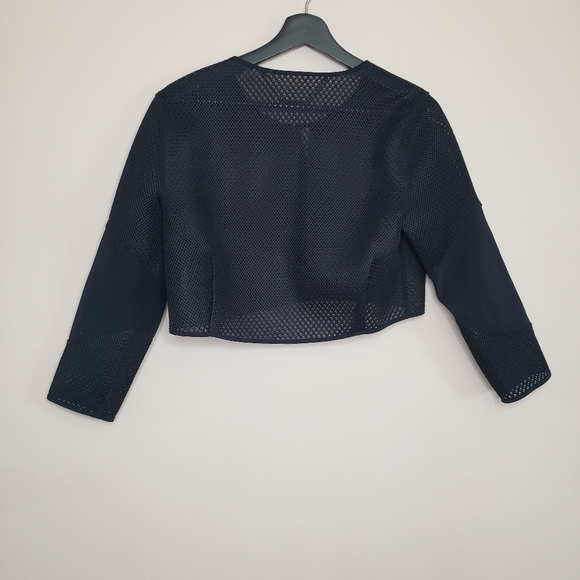 Elie tahari cropped mesh cardigan black S - Picture 4 of 5